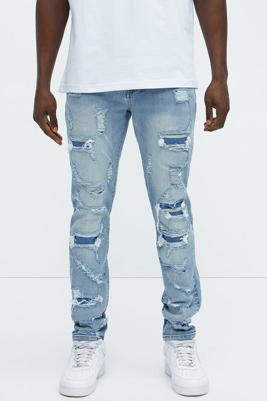 Through It Ripped Skinny Jeans - Vintage Blue Wash - image 2