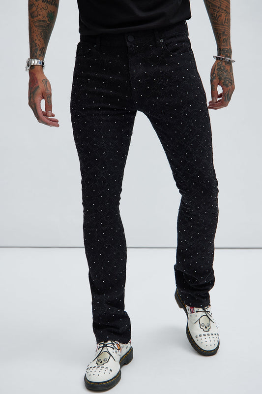 I Be Jeweled Stacked Skinny Flare Jeans - Black - image 2