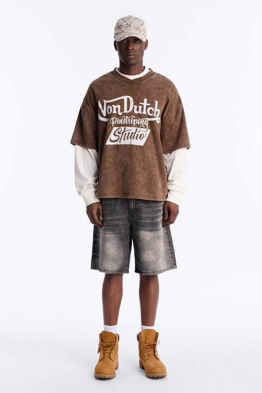 Von Dutch Studio Oversized Fleece Twofer - Brown - image 2