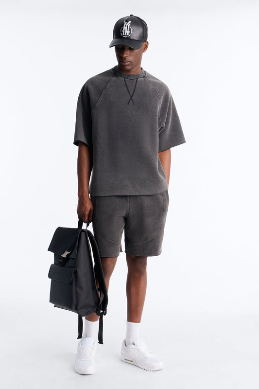 Washed Raw Edge Oversized Tee - Black Wash - image 2