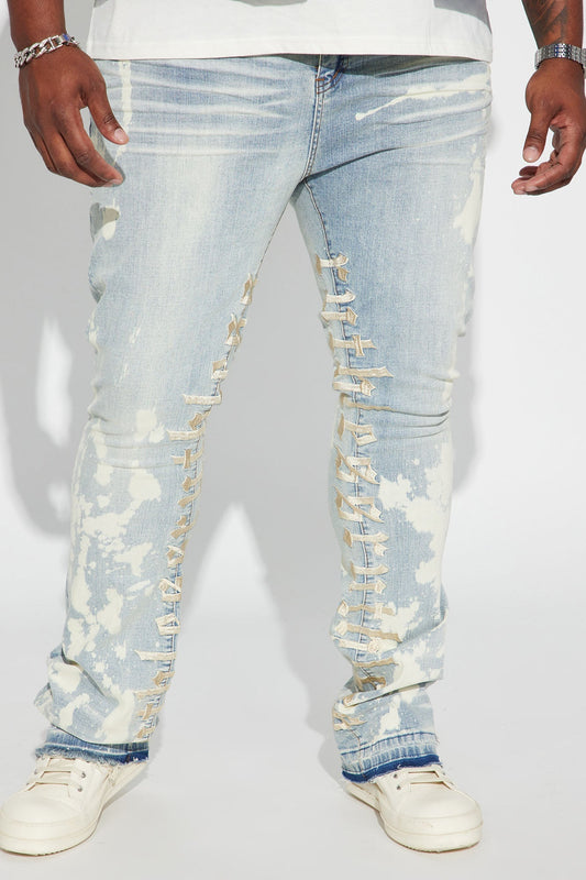 Ruthless Embroidered Stacked Skinny Flare Jeans - Bleach Blue Wash - image 2
