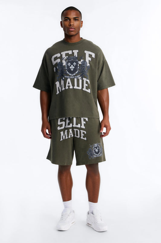 Self Made Patch Oversized French Terry Tee - Hunter Green - image 2