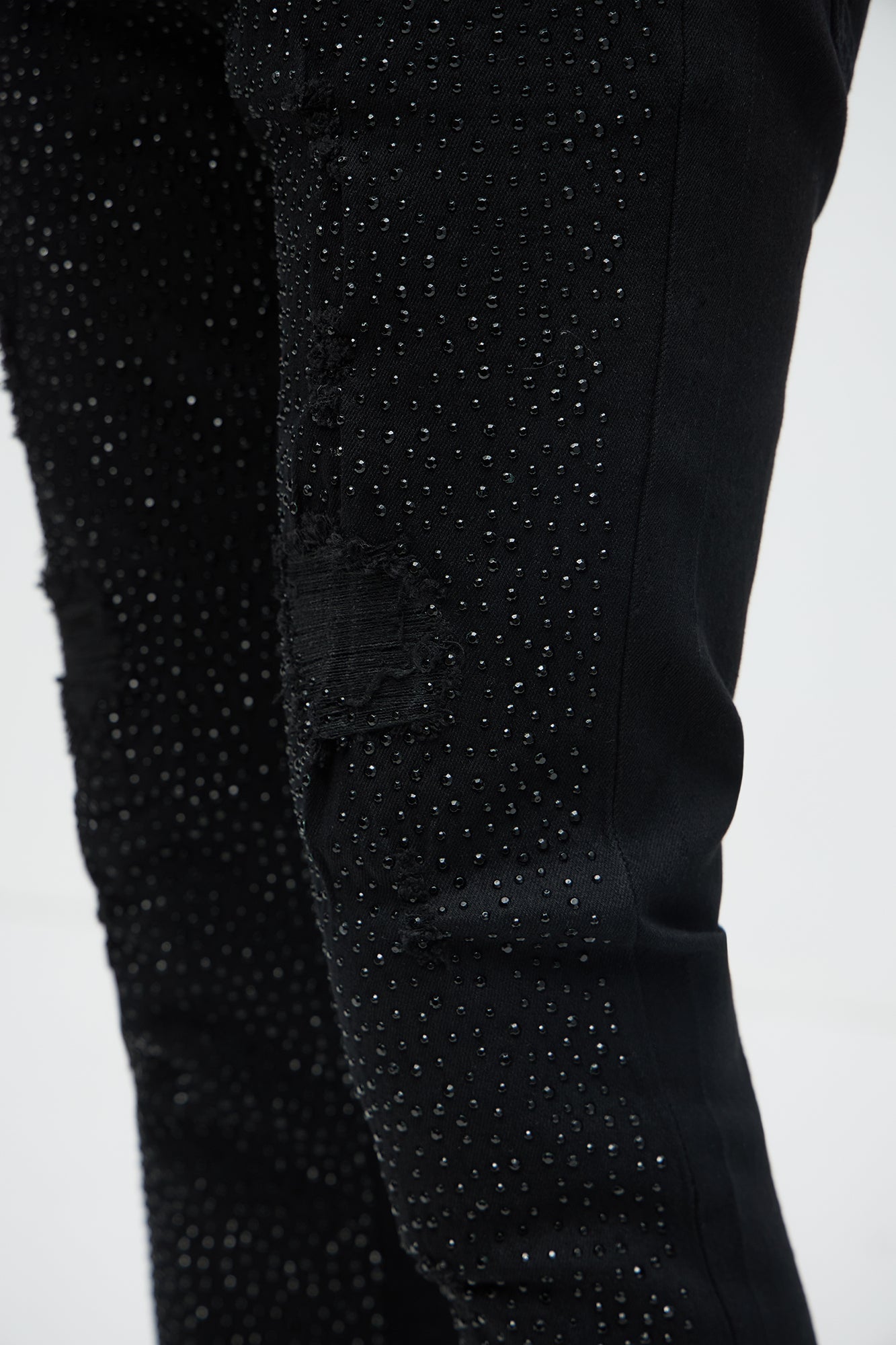 Stacked Skinny Flare On My Bling Distressed Jeans - Black - image 4