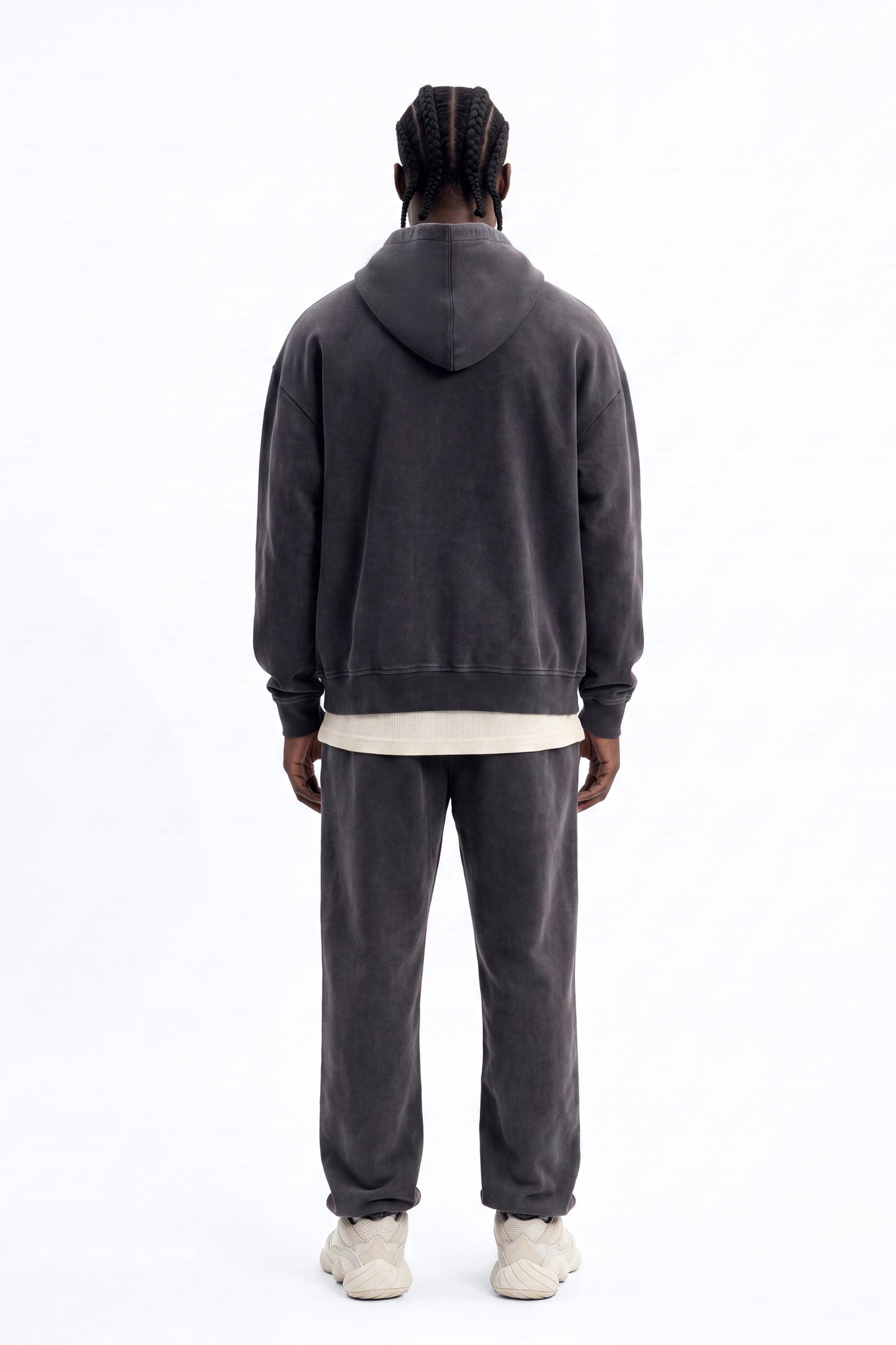 Soft Touch Washed Interlock Oversized Hoodie - Black Wash - image 4