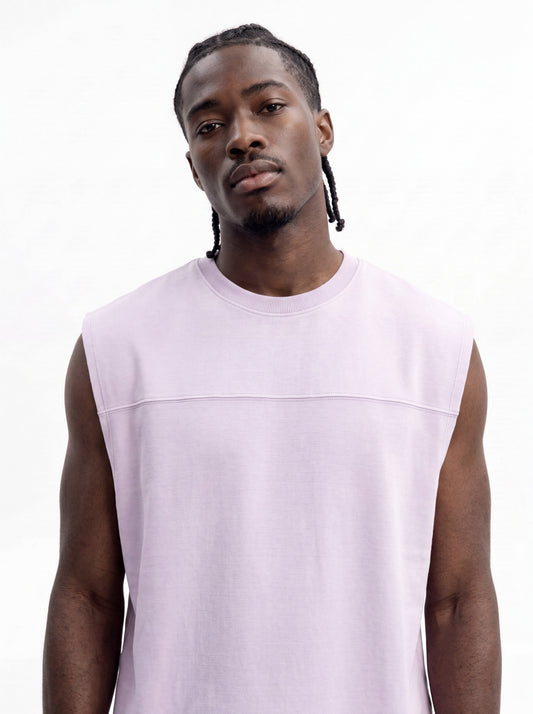 Soft Touch Washed Interlock Oversized Muscle Tee - Purple - image 2