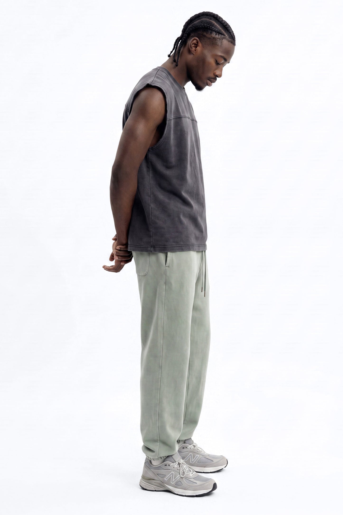 Soft Touch Washed Interlock Oversized Muscle Tee - Black Wash - image 4