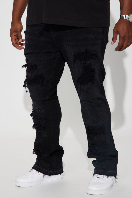 Cuff Me Stacked Skinny Flared Jeans - Black Wash - image 2