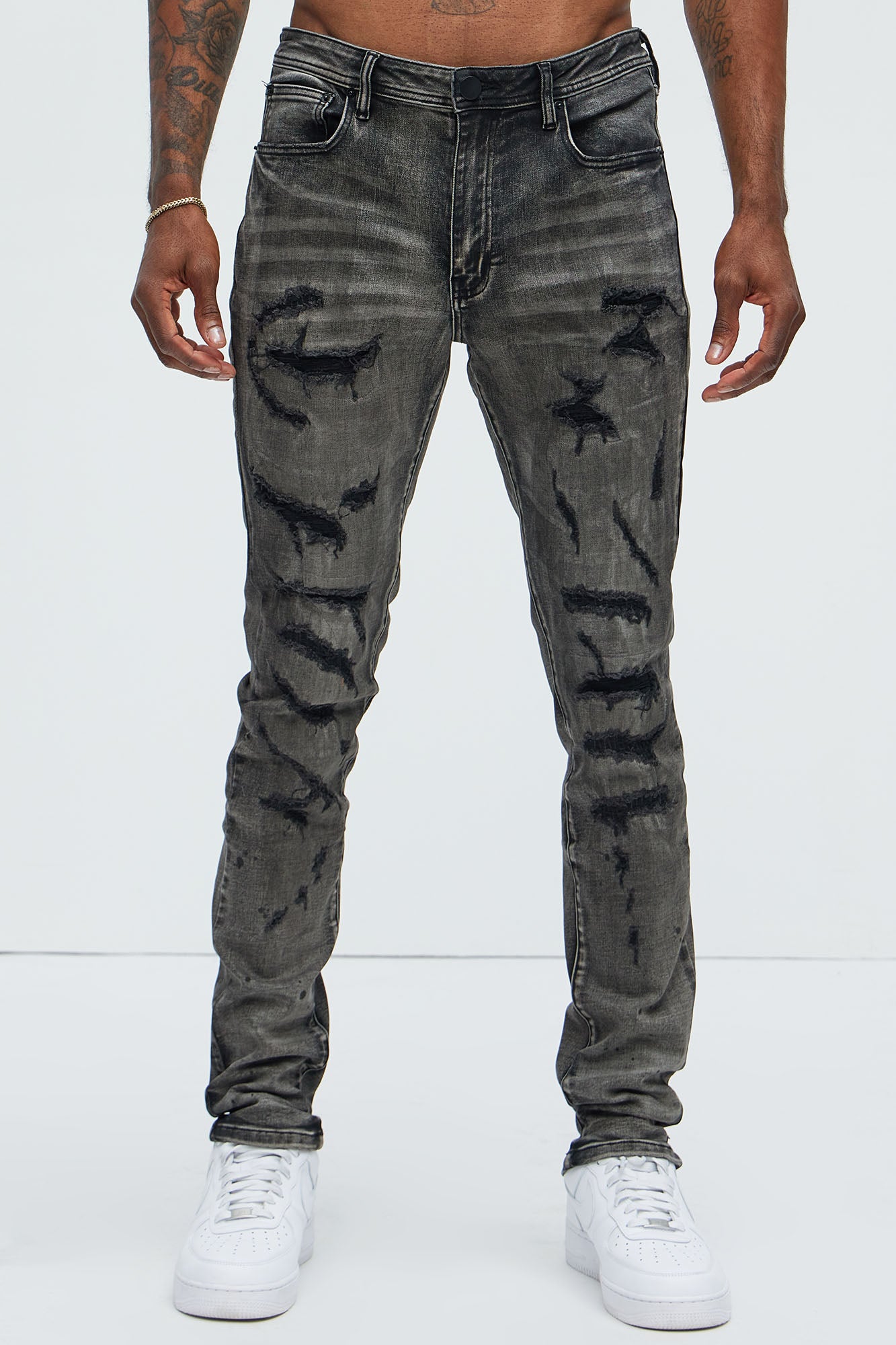 Put You On Spray Painted Stacked Skinny Jeans - Black - image 4