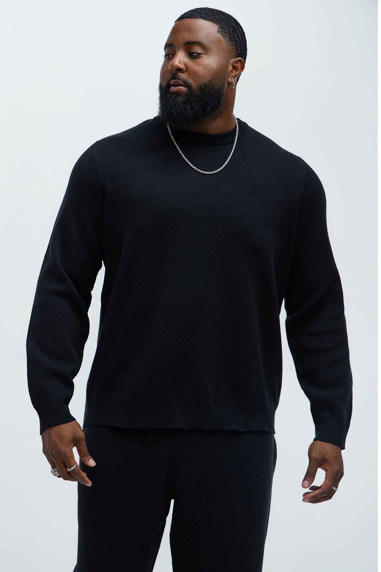 Recline Sweater Knit Crewneck - Black - image 4