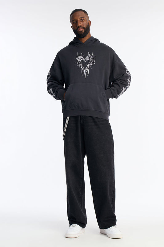 Tribal Hearts Rhinestone Hoodie - Black - image 2