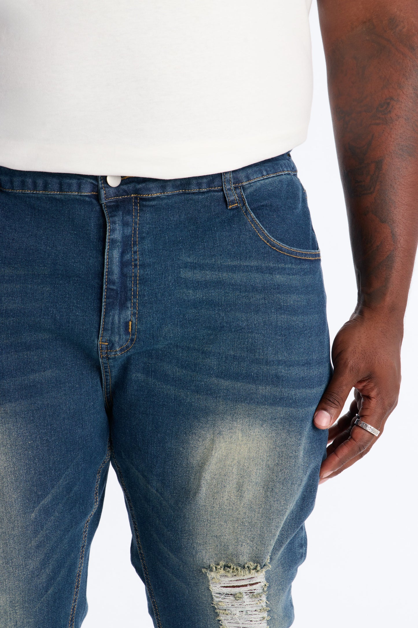 Destructed Apex Slim Jean - Dark Wash - image 4