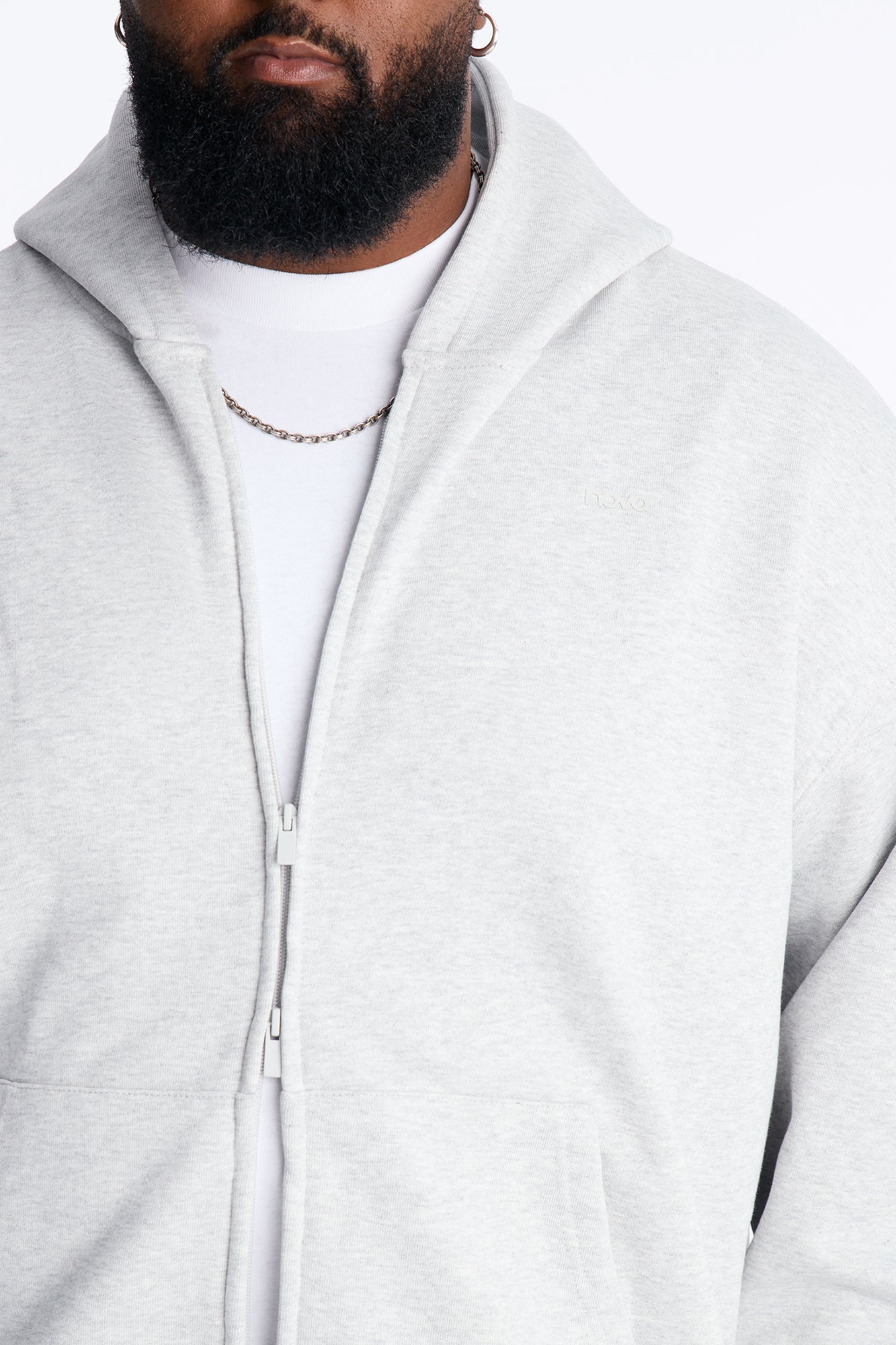 Logan Full Zip Hoodie Fleece Sweatshirt - Heather Grey - image 4