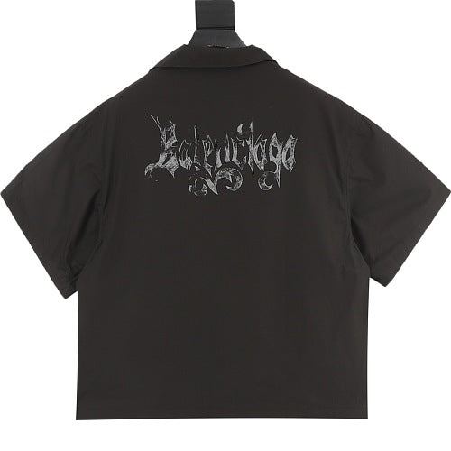 Balenciaga 26SS Gothic Letter Print Short-Sleeve Shirt