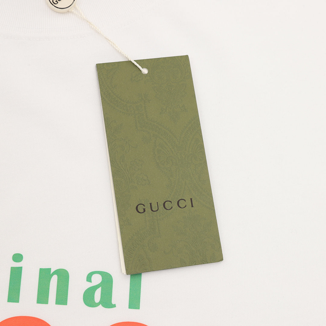 Gucci Blue & Red Stripe Interlocking Logo Print Cotton T-Shirt 2026