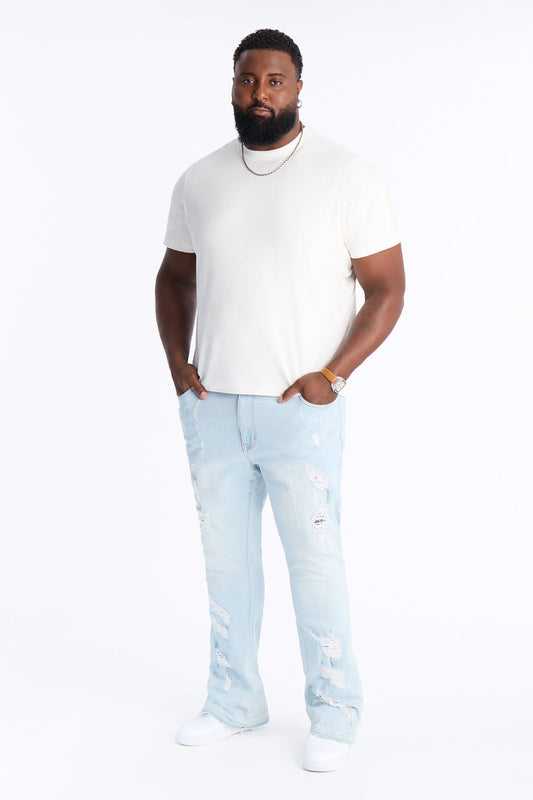 Cuff Me Stacked Skinny Flared Jeans - Light Blue Wash - image 2