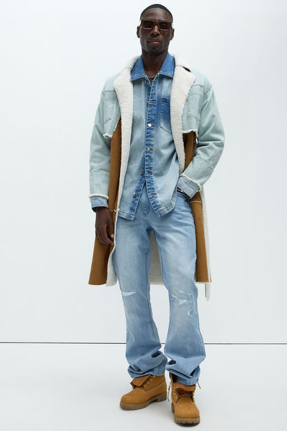 Dreamy Stacked Slim Flare Jeans - Light Blue Wash - image 2