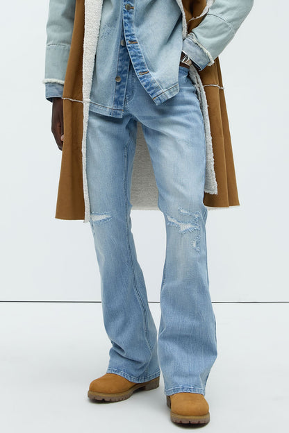 Dreamy Stacked Slim Flare Jeans - Light Blue Wash - image 3
