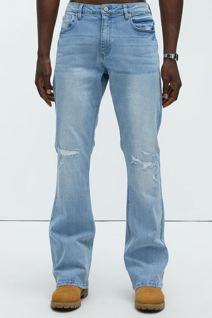 Dreamy Stacked Slim Flare Jeans - Light Blue Wash - image 1