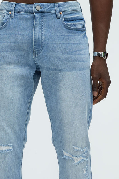 Dreamy Stacked Slim Flare Jeans - Light Blue Wash - image 4
