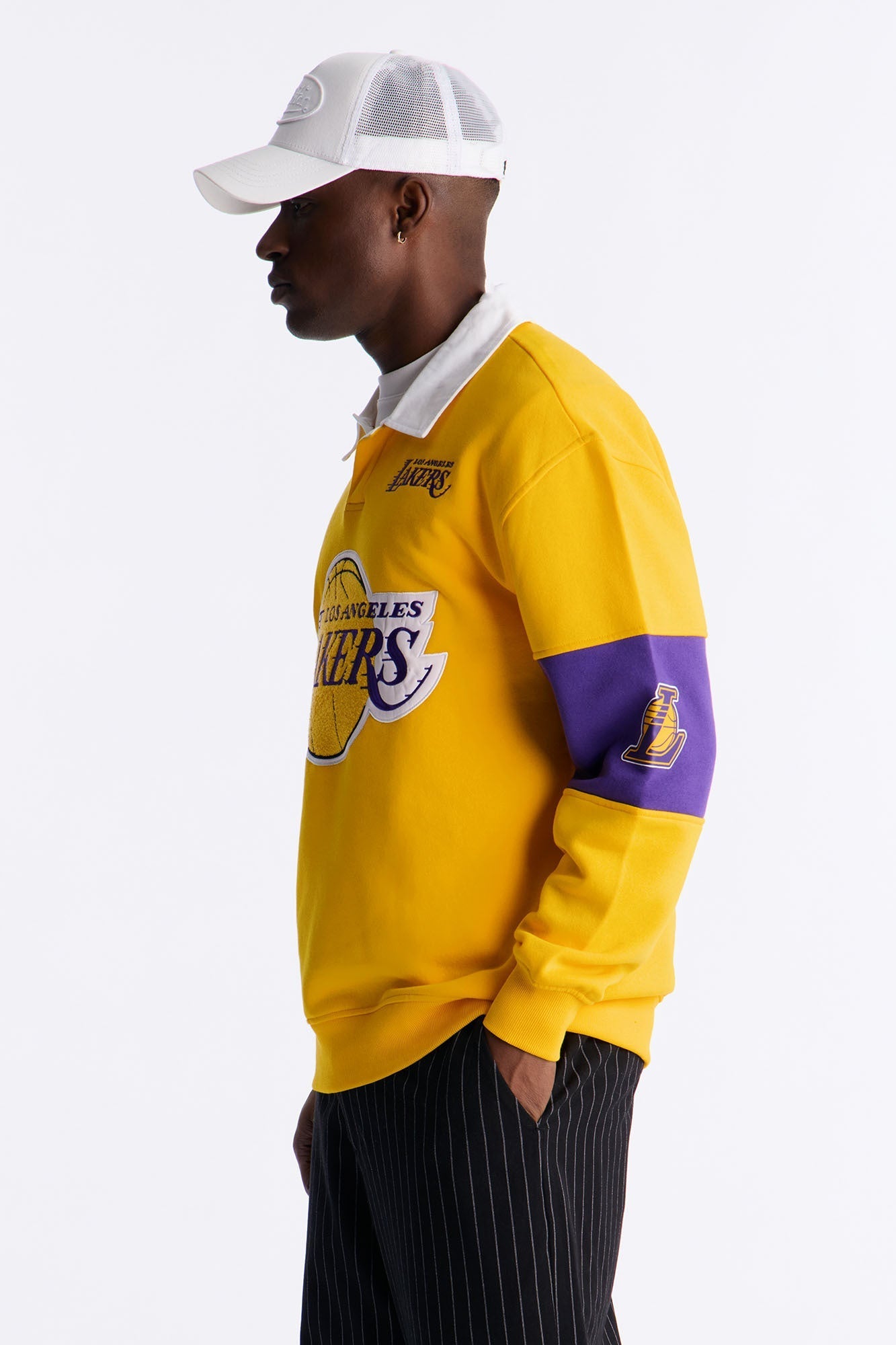 Lakers Long Sleeve Fleece Polo - Yellow - image 2