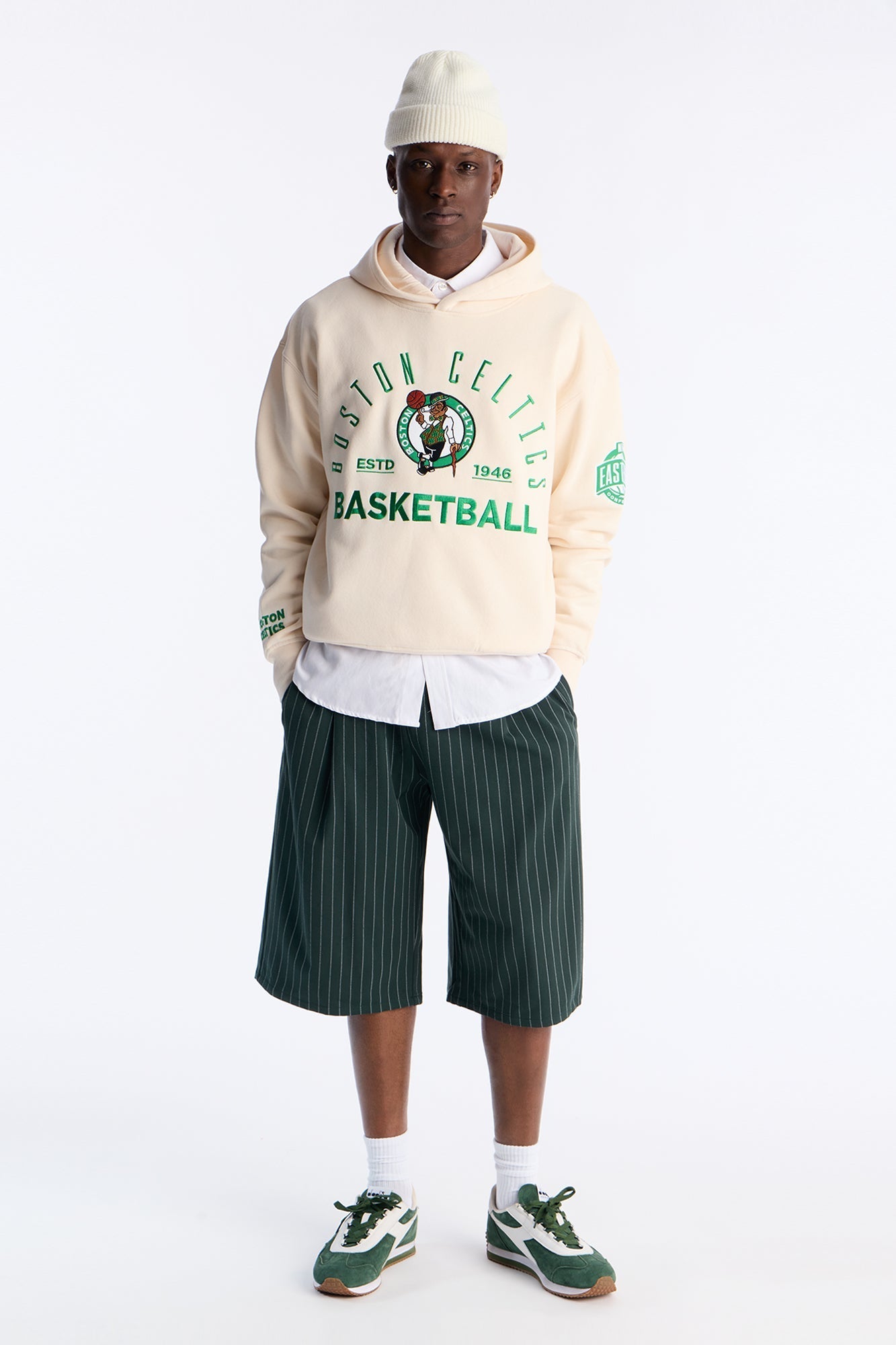 Celtics Embroidered Oversized Hoodie - Cream - image 2