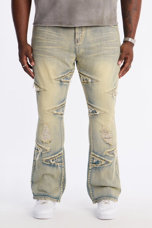 Stacked Skinny Flare Triangle Fray Jeans - Light Wash - image 1