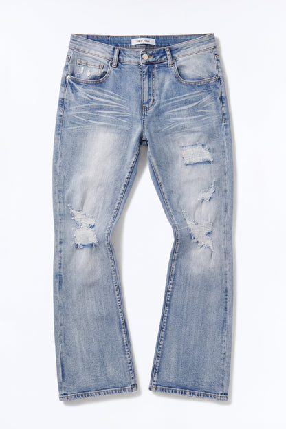 Stacked Skinny Flare Classic Destroyed Jeans - Light Wash - image 1