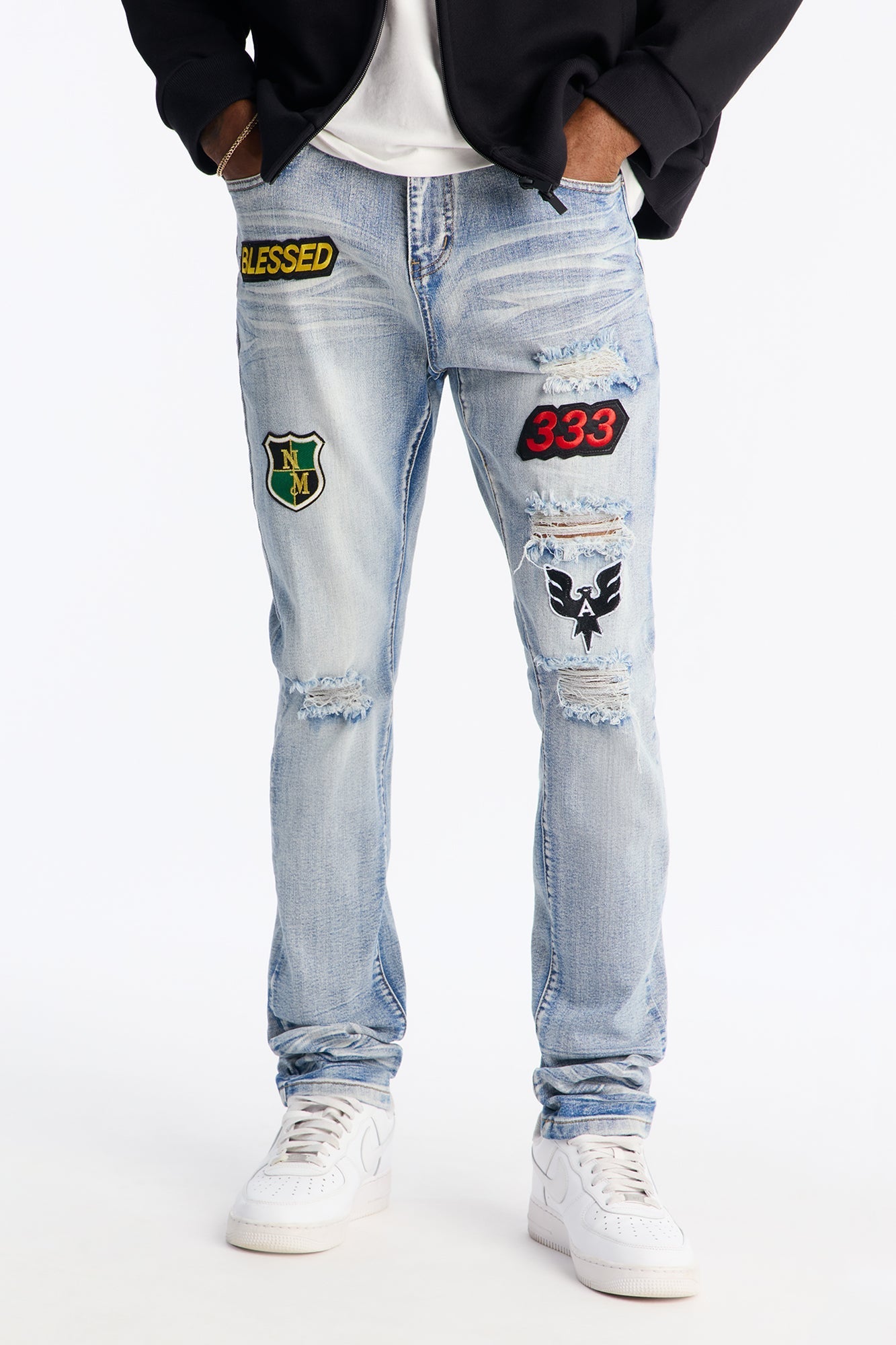 Stacked Skinny Urban Mend Jeans - Light Wash - image 1