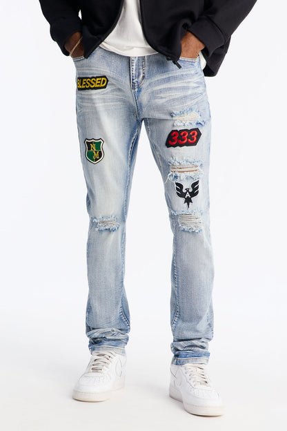 Stacked Skinny Urban Mend Jeans - Light Wash - image 1