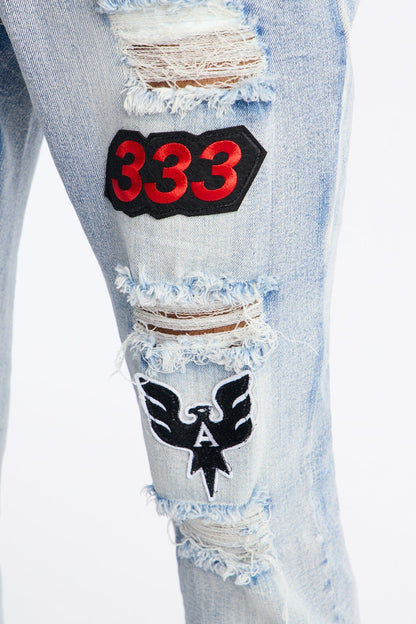 Stacked Skinny Urban Mend Jeans - Light Wash - image 4
