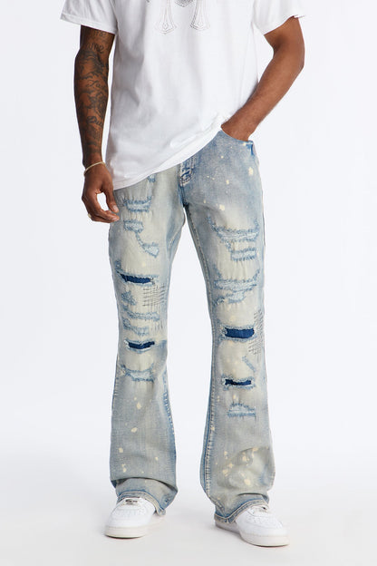 Stacked Skinny Flare Distressed Me Out Jean - Light Wash - image 1