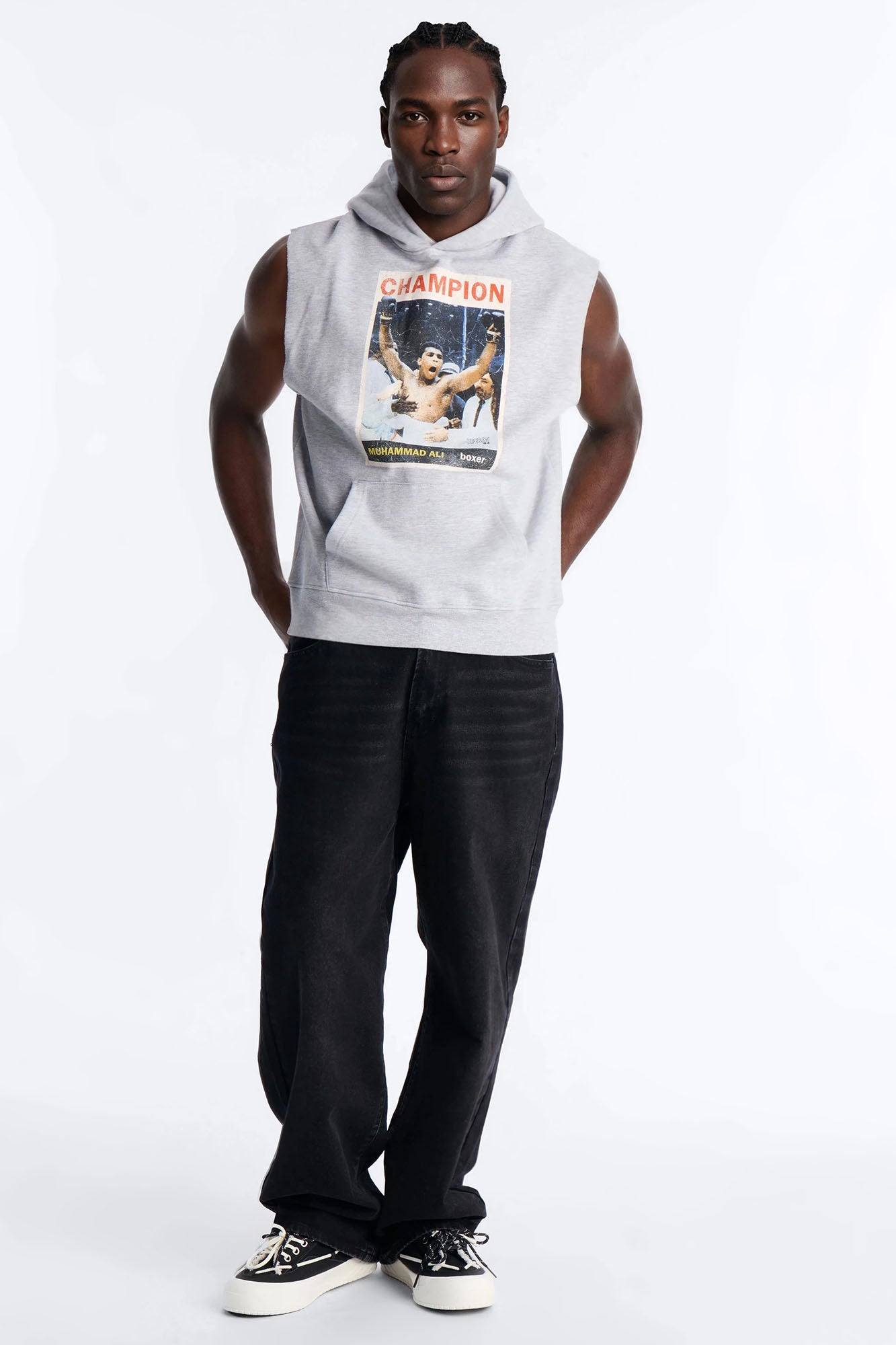 Muhammad Ali Muscle Hoodie - Heather Grey - image 2
