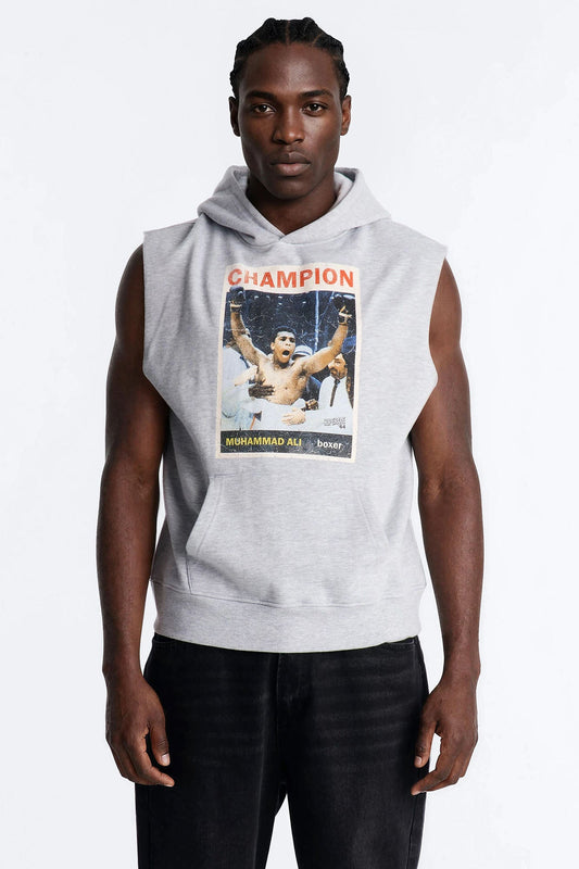 Muhammad Ali Muscle Hoodie - Heather Grey - image 1