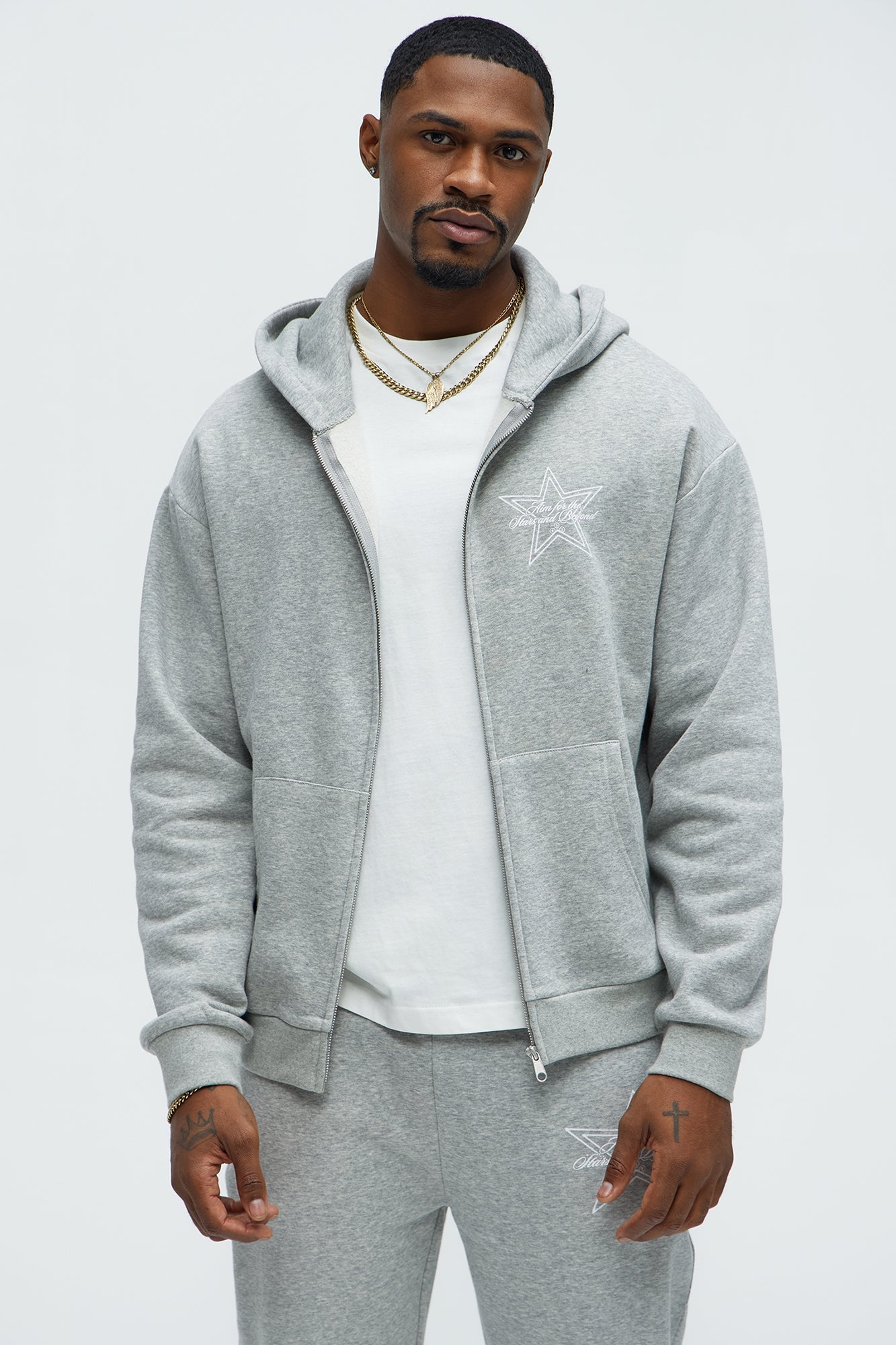 Aim For The Stars Zip Hoodie - Grey - image 1