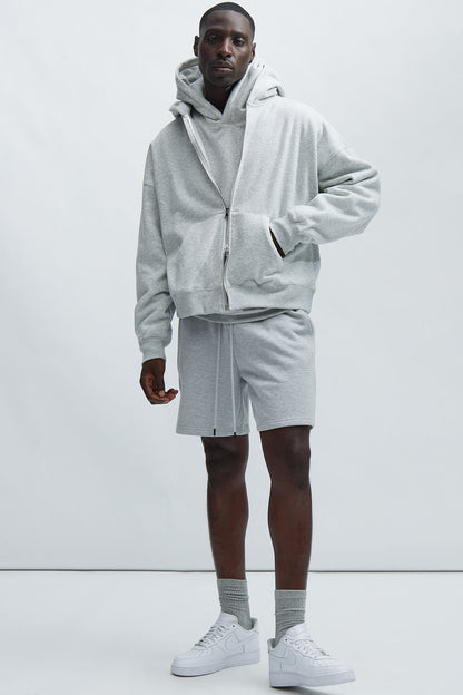 Tyson Oversized Heavyweight Zip Up - Heather Grey - image 4