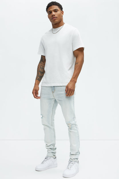 Take No L's Stacked Skinny Jeans - Light Blue Wash - image 3