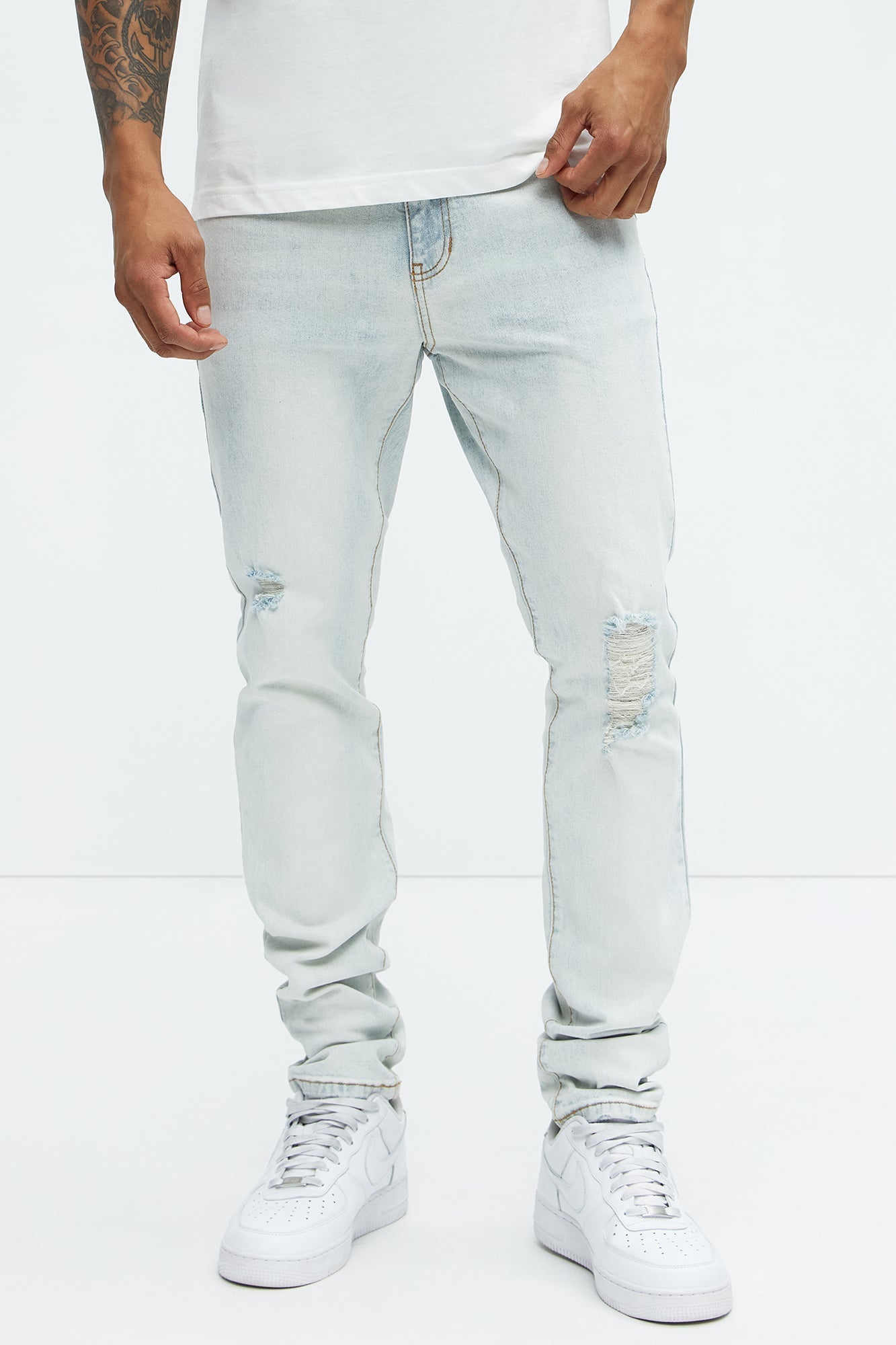 Take No L's Stacked Skinny Jeans - Light Blue Wash - image 1