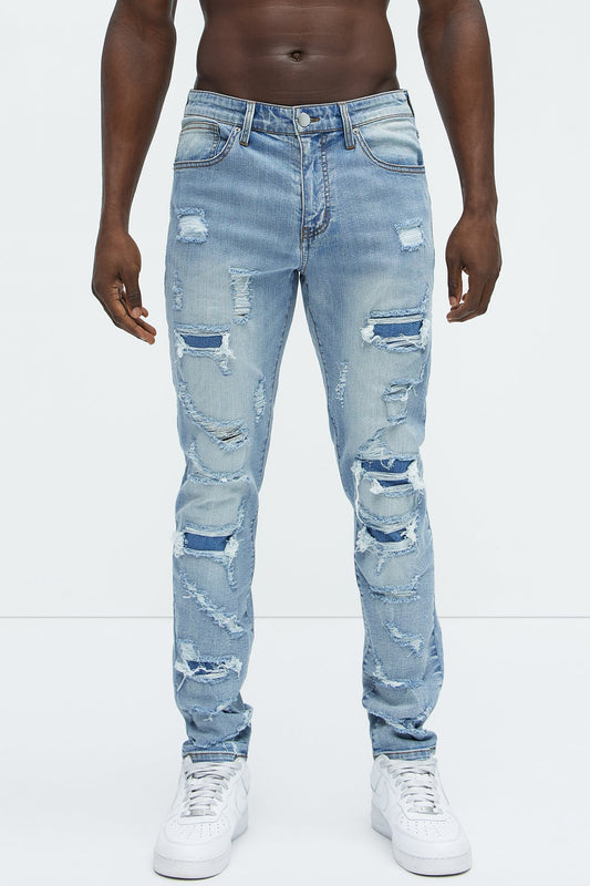 Through It Ripped Skinny Jeans - Vintage Blue Wash - image 1