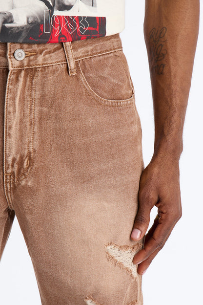 Straight Down The Street Ripped Jeans - Dark Brown - image 3