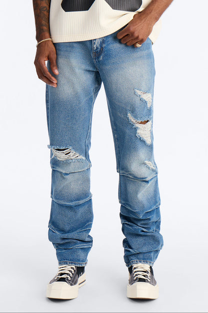 Straight Down The Street Ripped Jeans - Medium Blue Wash - image 1