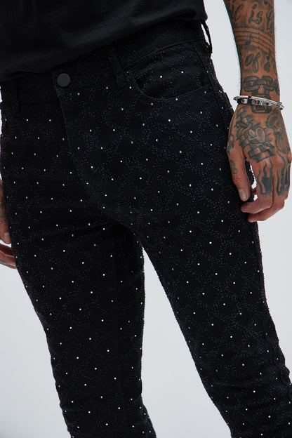 I Be Jeweled Stacked Skinny Flare Jeans - Black - image 4