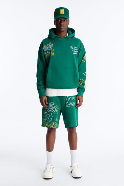 Paper Chaser Chain Stitch Oversized Hoodie - Green - image 2