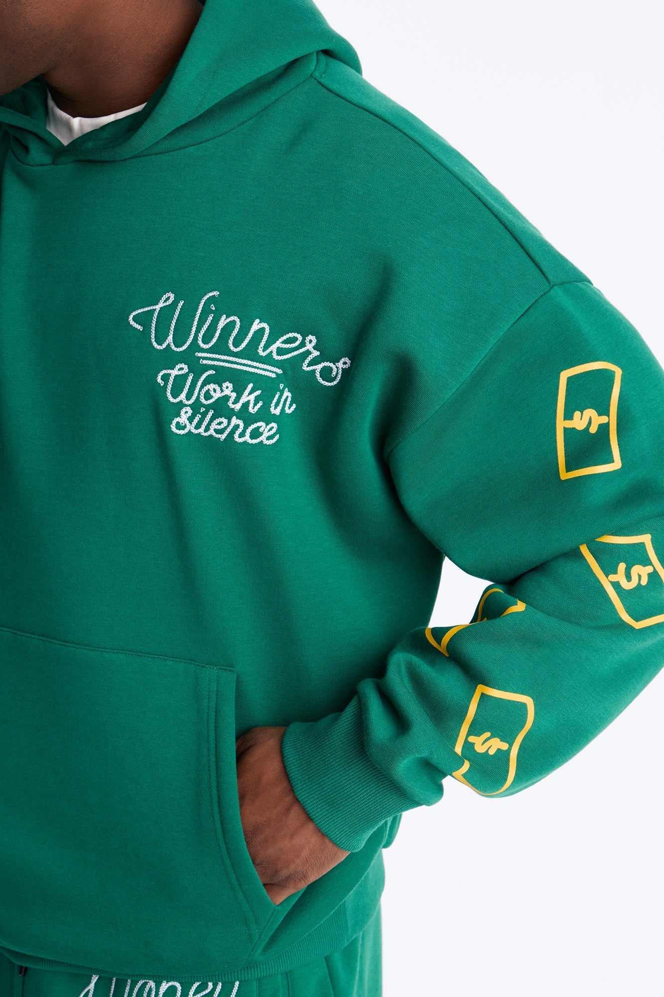 Paper Chaser Chain Stitch Oversized Hoodie - Green - image 4