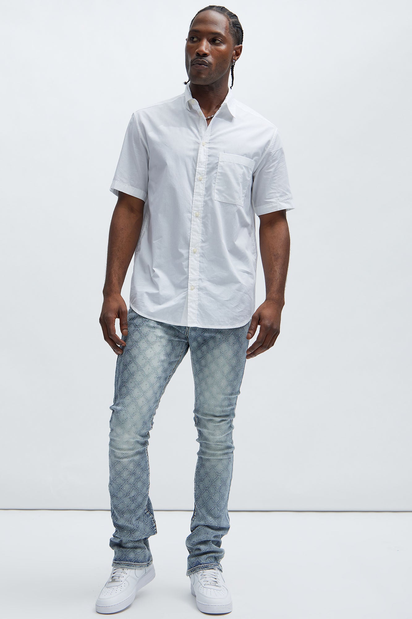I Be Jeweled Stacked Skinny Flare Jeans - Light Blue - image 2