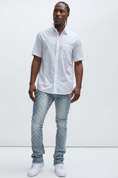 I Be Jeweled Stacked Skinny Flare Jeans - Light Blue - image 2