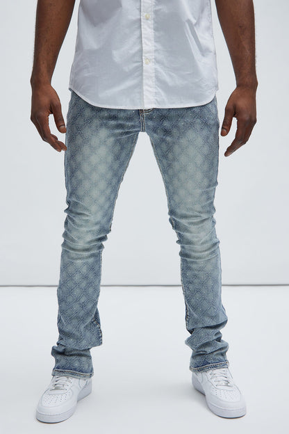 I Be Jeweled Stacked Skinny Flare Jeans - Light Blue - image 3