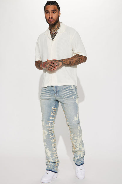 Ruthless Embroidered Stacked Skinny Flare Jeans - Bleach Blue Wash - image 3