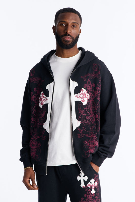 Pick Up Your Cross Patch Zip Hoodie - Black - image 1