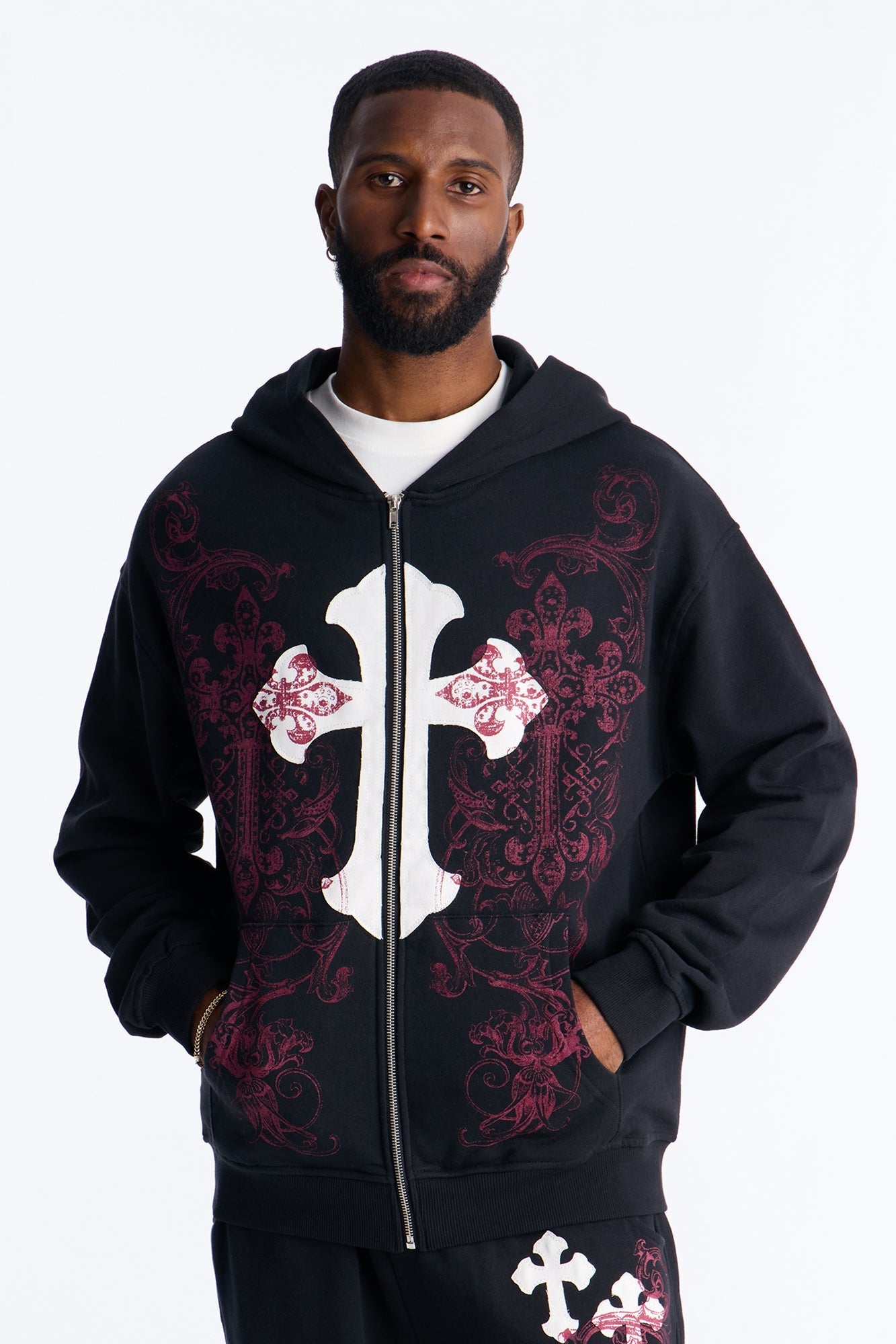 Pick Up Your Cross Patch Zip Hoodie - Black - image 3