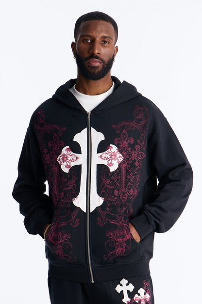 Pick Up Your Cross Patch Zip Hoodie - Black - image 3